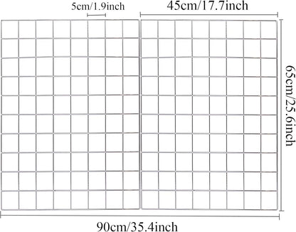 GBYAN Wall Grid Silver Wire Photo Grid Panels, 25.6"x17.7, 2 Pack Desk Wall Organizer Metal Memo Board
