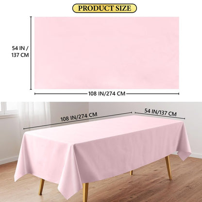 FAGNBED 10 Pack Light Pink Disposable Tablecloth, 54×108 Inches Waterproof Plastic Rectangle Table Cover, Leakproof & Sturdy Table Cloth for Valentines, Mother’s Day, Birthday Party Decoration