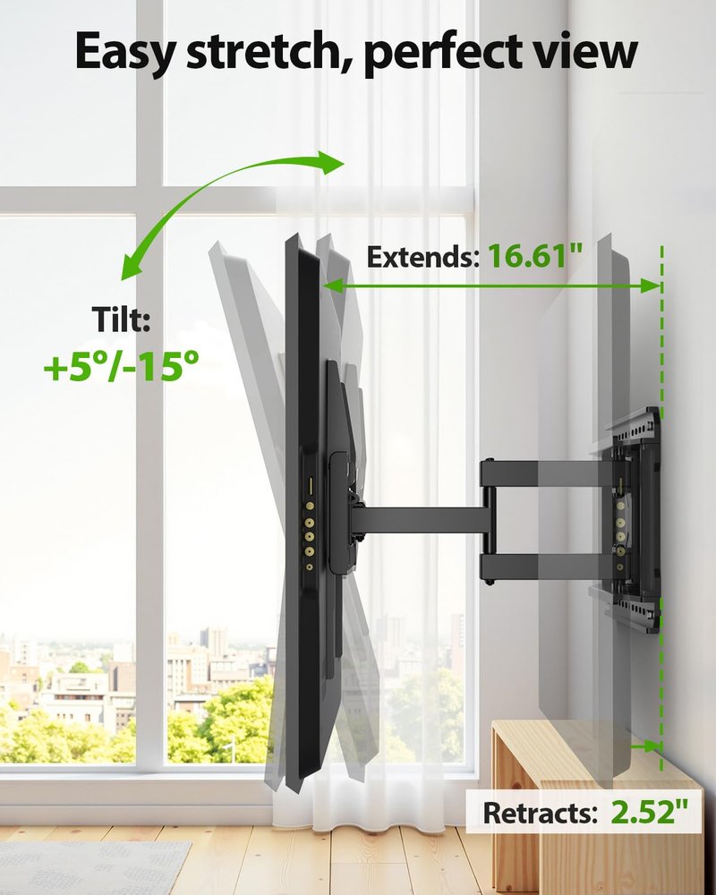 USX MOUNT Full Motion TV Wall Mount for Large TVs 42-97 Inch up to 150 lbs, Wall Mount TV Bracket with Swivel and Tilt, Fits 16",18", 24" Wood Studs, Max VESA 600x400mm Fit 65+ 75+ 85 86 90 TVs XML025