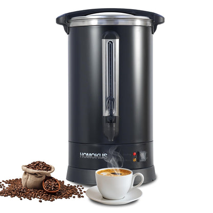 HOMOKUS Commercial Coffee Urn,120 Cup Commercial Coffee Maker,18L Double Wall Stainless Steel Large Hot Coffee Dispenser Hot Water Urn,1500W Quick Brew Electric Coffee Percolator (Dark Grey)