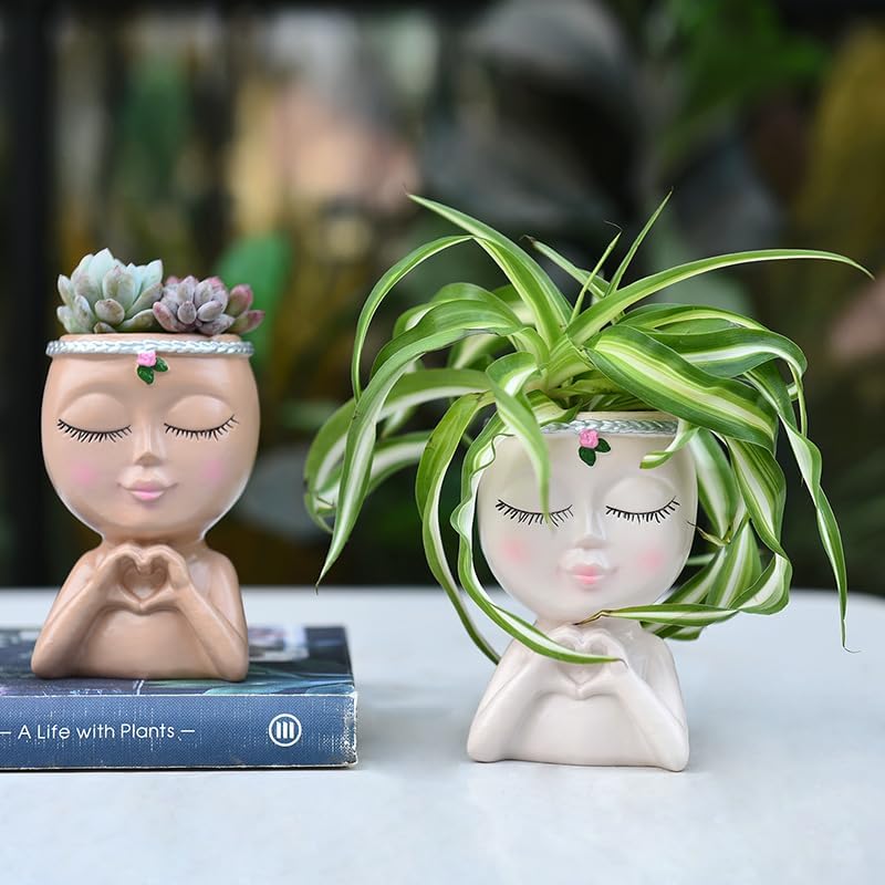 Yoohspoe GAFBA Face Planter - Cute Resin Cactus for Indoor and Outdoor Plants, Face Vase Home Decor Succulent Pots