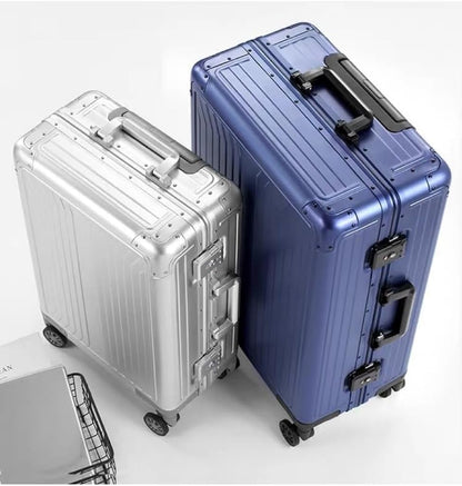 KANGSHILU Premium Aluminum Checked Luggage 24”, Metal Shell Zipperless Suitcase with Spinner & Removable Wheels, Size 26.77"x17.32"x9.84", 11.68 lbs, Includes 2 Spare Wheels & TSA Lock (Silver)