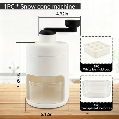 Shaved Ice Mini Snow Cone Machine, Portable Countertop Ice Shaver with No Slip Base, No Electricity Needed, Ice Cup Included, Lightweight, Stainless Steel Blade