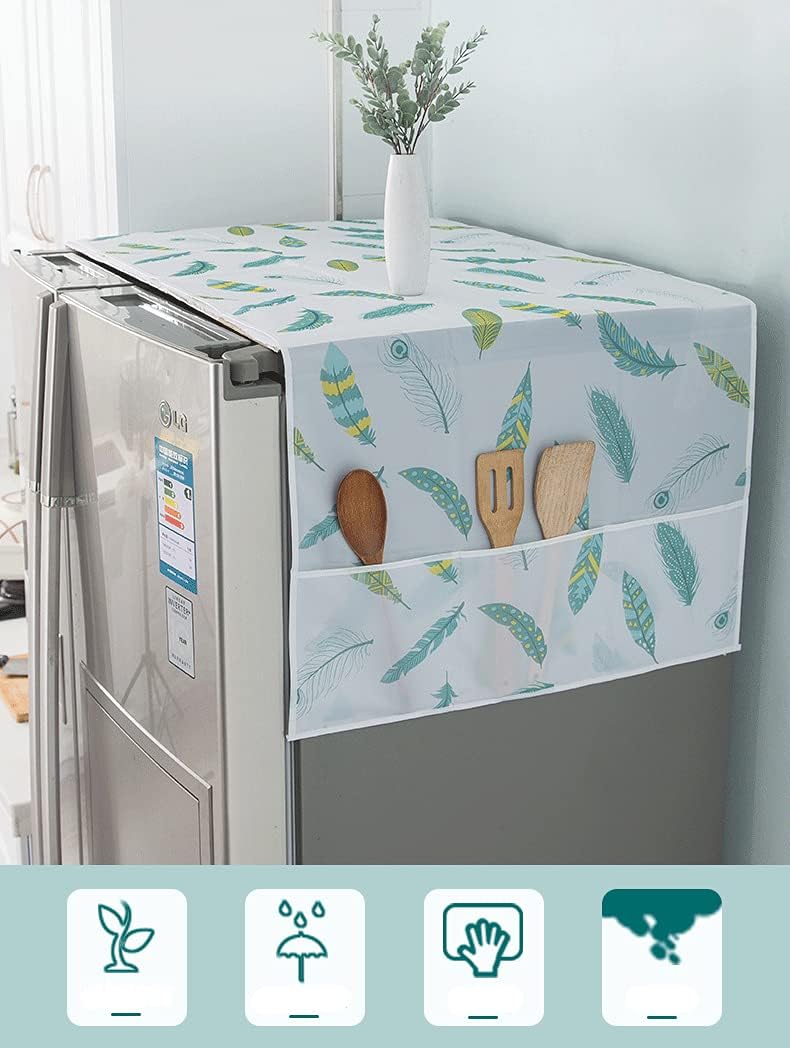 Refrigerator Dust-Proof Cover - Waterproof PEVA Material with Storage Pockets for Multi-Purpose Use