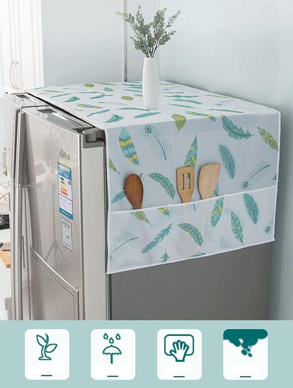 Refrigerator Dust-Proof Cover - Waterproof PEVA Material with Storage Pockets for Multi-Purpose Use