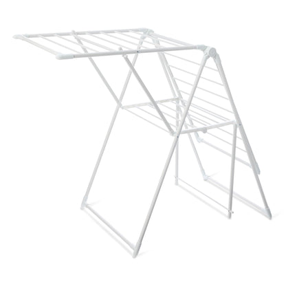 Amazon Basics Foldable Space-Saving 2-Wing Metal Clothes Drying Rack, 61x23.6x39.3 inches, White