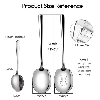 SOLEADER Extra Large Serving Spoons for Buffet, 12 Inch Stainless Steel Serving Spoons, Big Spoons for Serving Food, Pack of 6