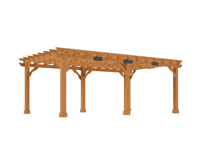 Jocisland 12x20 FT Premium Cedar Wood Pergola with Trellis Roof & Weather-Resistant Support, Outdoor Pergola Kit with Stakes, Garden Gazebo for Patio, Backyard & Events, Reddish-Brown
