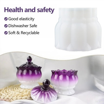 Resin Jar Mold with Lid, Silicone Jar Mold 3D Storage Jewelry Candle Holder Container Mould for Resin Casting, Concrete Craft Decor