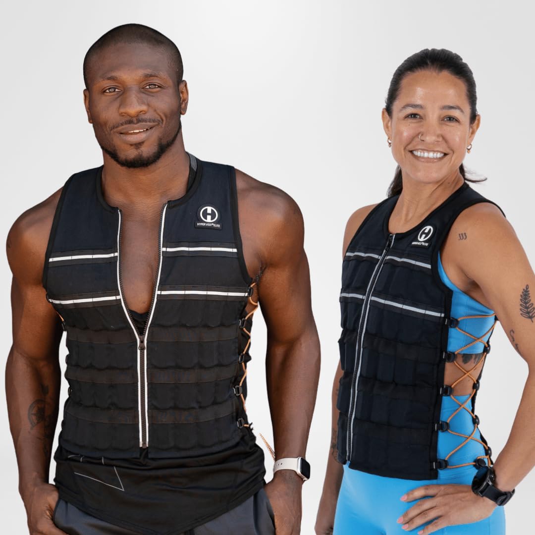 Hyperwear HyperVest ELITE Adjustable Weighted Vest for Women and Men — 10 lb Thin Steel Weights, Stretch CORDURA Fabric — Weight Vest for Walking, Running, Strength Training — Large Size, Jet Black