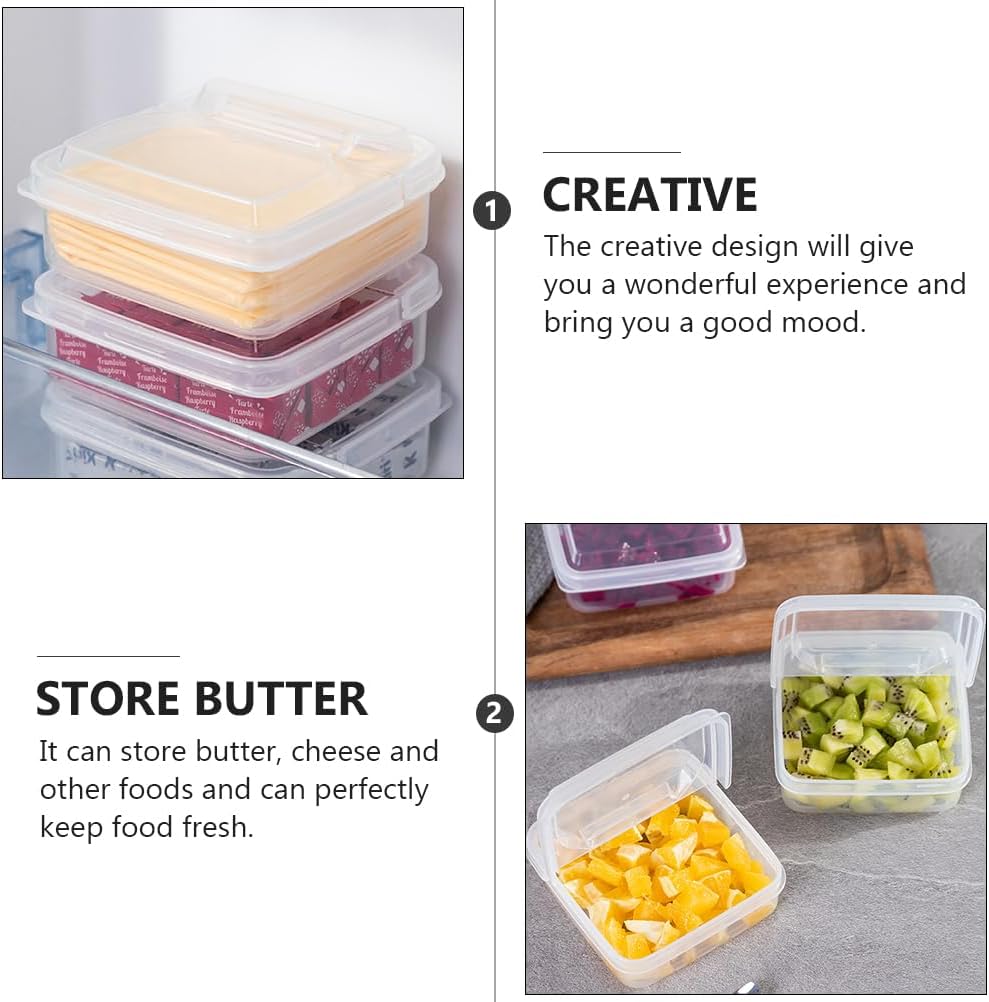 Cheese Storage for Fridge, 2 Pcs Airtight Utensil Holder, Deli Meat Saver Butter Boxes, Meal Prep Container for Kitchen