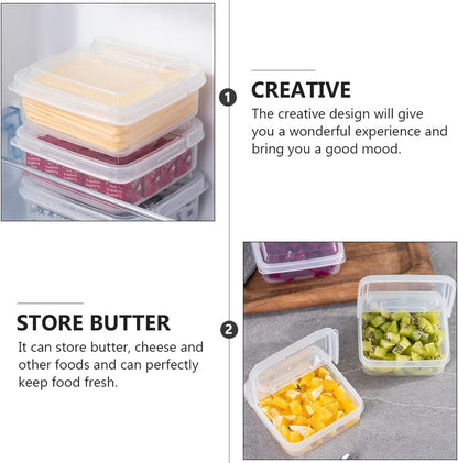 Cheese Storage for Fridge, 2 Pcs Airtight Utensil Holder, Deli Meat Saver Butter Boxes, Meal Prep Container for Kitchen