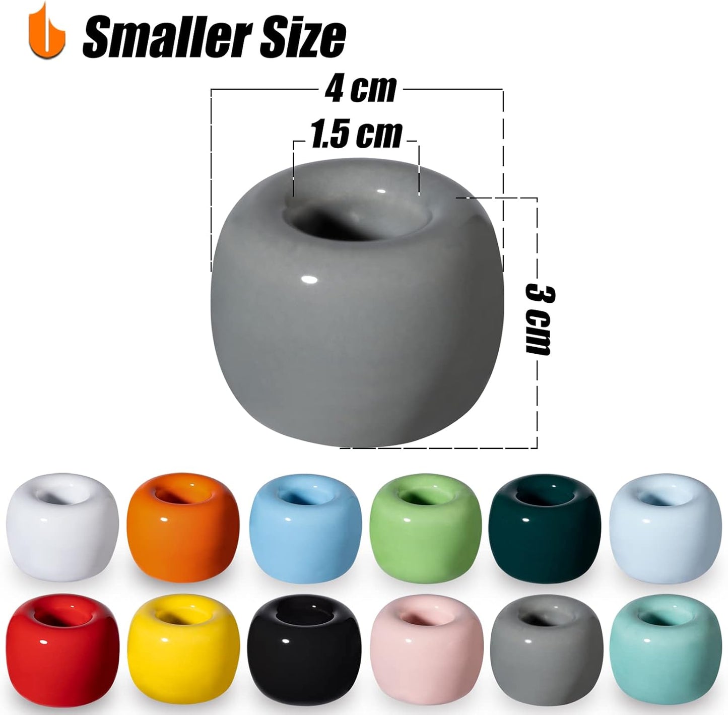 Urbanstrive Mini Ceramics Toothbrush Holder Stand for Bathroom Vanity Countertops (Gray 2-Pack)