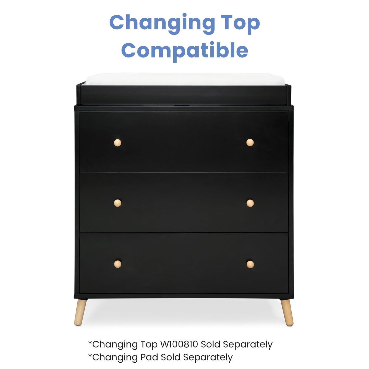 Delta Children Essex 3 Drawer Dresser with Interlocking Drawers, Ebony/Natural