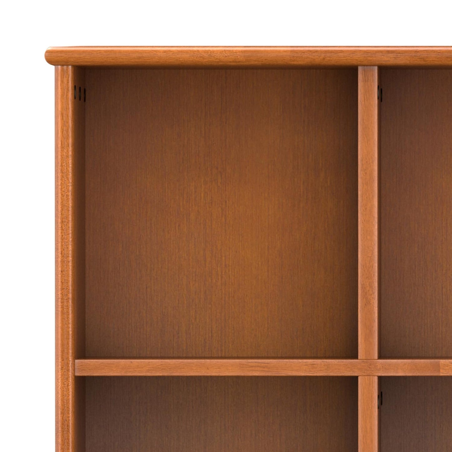 SIMPLIHOME Draper Bookcase - 58 inch Tall 9-Cube Solid Hardwood Cube Organizer with Drawers in Teak Brown, Mid-Century Storage for Living Room, Entryway or Bedroom with Cubbies and Angled Legs