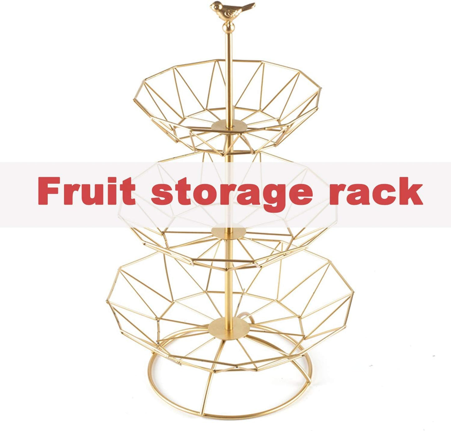 Wrought Iron 3 Tier Fruit Tray, Serving Tray for Fruits, Desserts, Candy Buffet Plates for Family Dinner