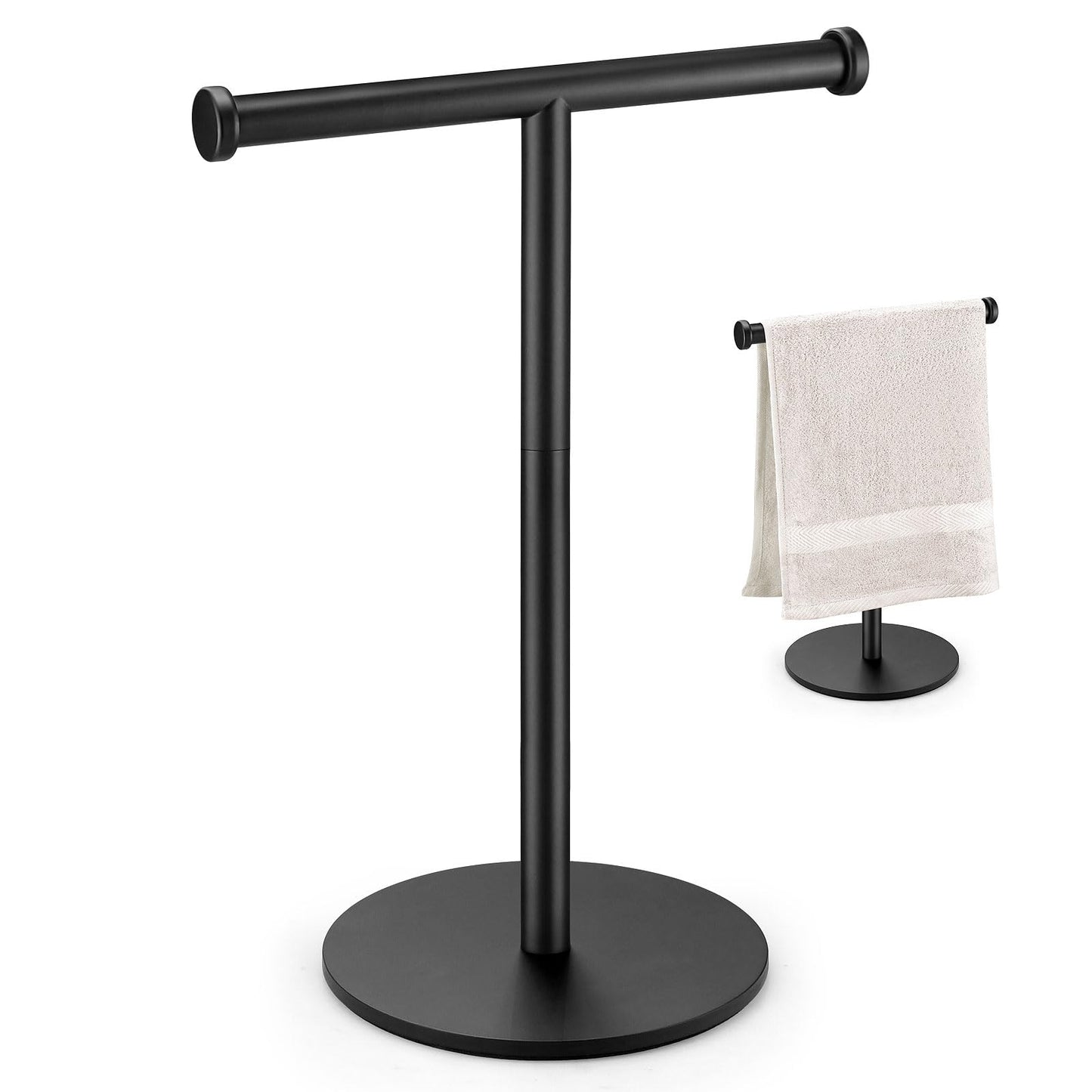Hand Towel Holder, Matte Black Bathroom Towel Racks, Countertop Towel Stand, T-Shape Towel Holder for Bathroom Kitchen, Size 11" L x 6.7" W x 16.1" H