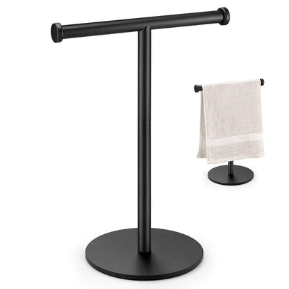 Hand Towel Holder, Matte Black Bathroom Towel Racks, Countertop Towel Stand, T-Shape Towel Holder for Bathroom Kitchen, Size 11" L x 6.7" W x 16.1" H