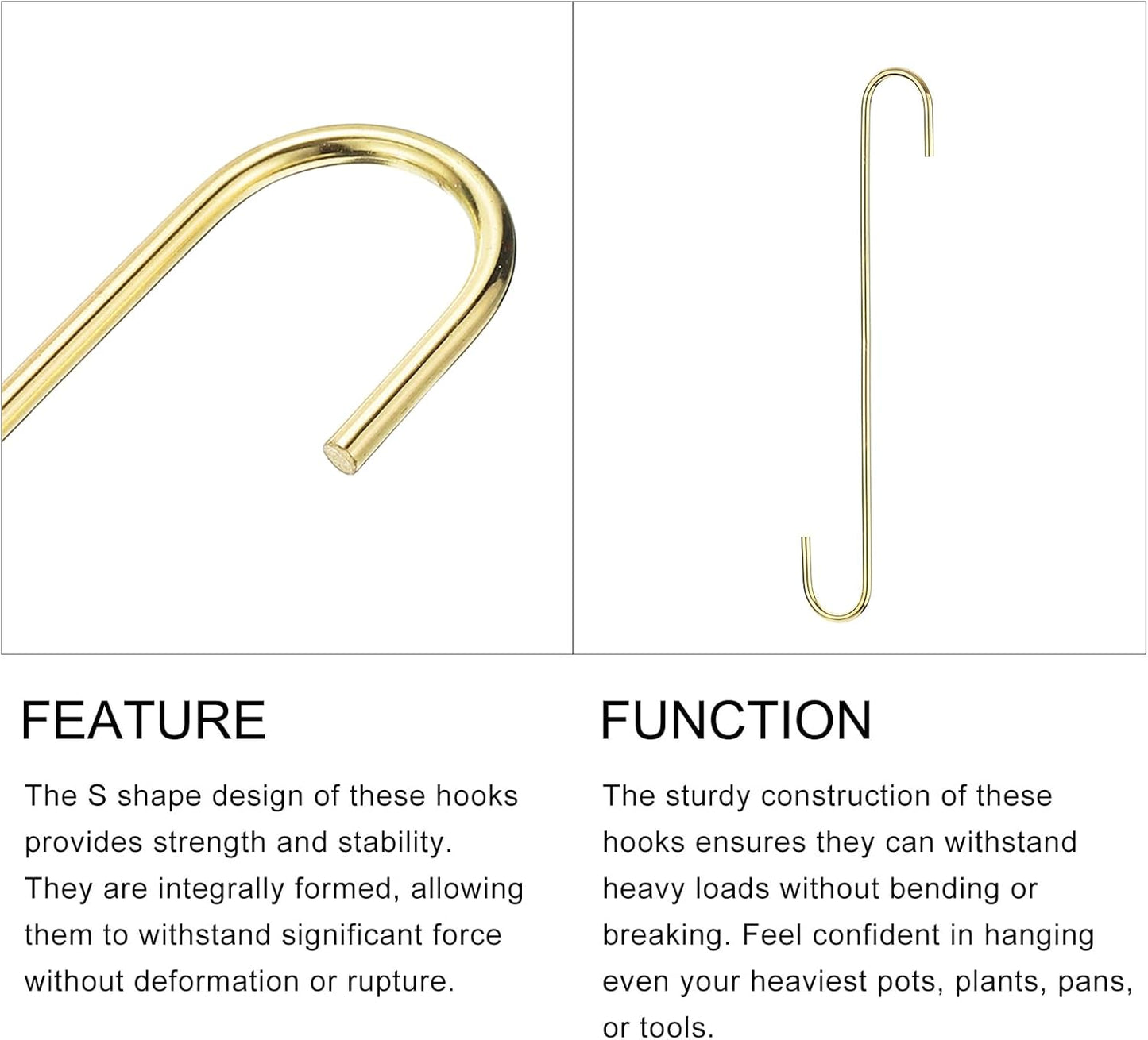 S Hooks for Hanging 2Pcs - Steel Extra Long 300mm/12 S Shaped Hangers for Plants, Garden, Kitchenware