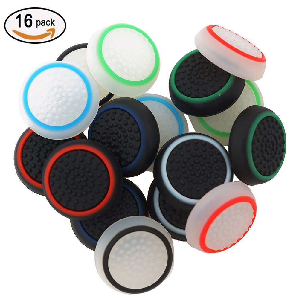 SUBANG 16 Pieces Silicone Noctilucent Thumb Grip Caps Controller Joystick Cap Covers for PS-Series, Xbox-Series Analog Stick Caps Replacement