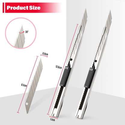 Gomake Wrapping Paper Cutter Utility knife 9mm Stainless Steel Handled Lockable Box Cutter with 30 Degree Snap Off Blades for Vinyl Film Cutting,Craft Knife,Window Tint Gift Wrap Cutter
