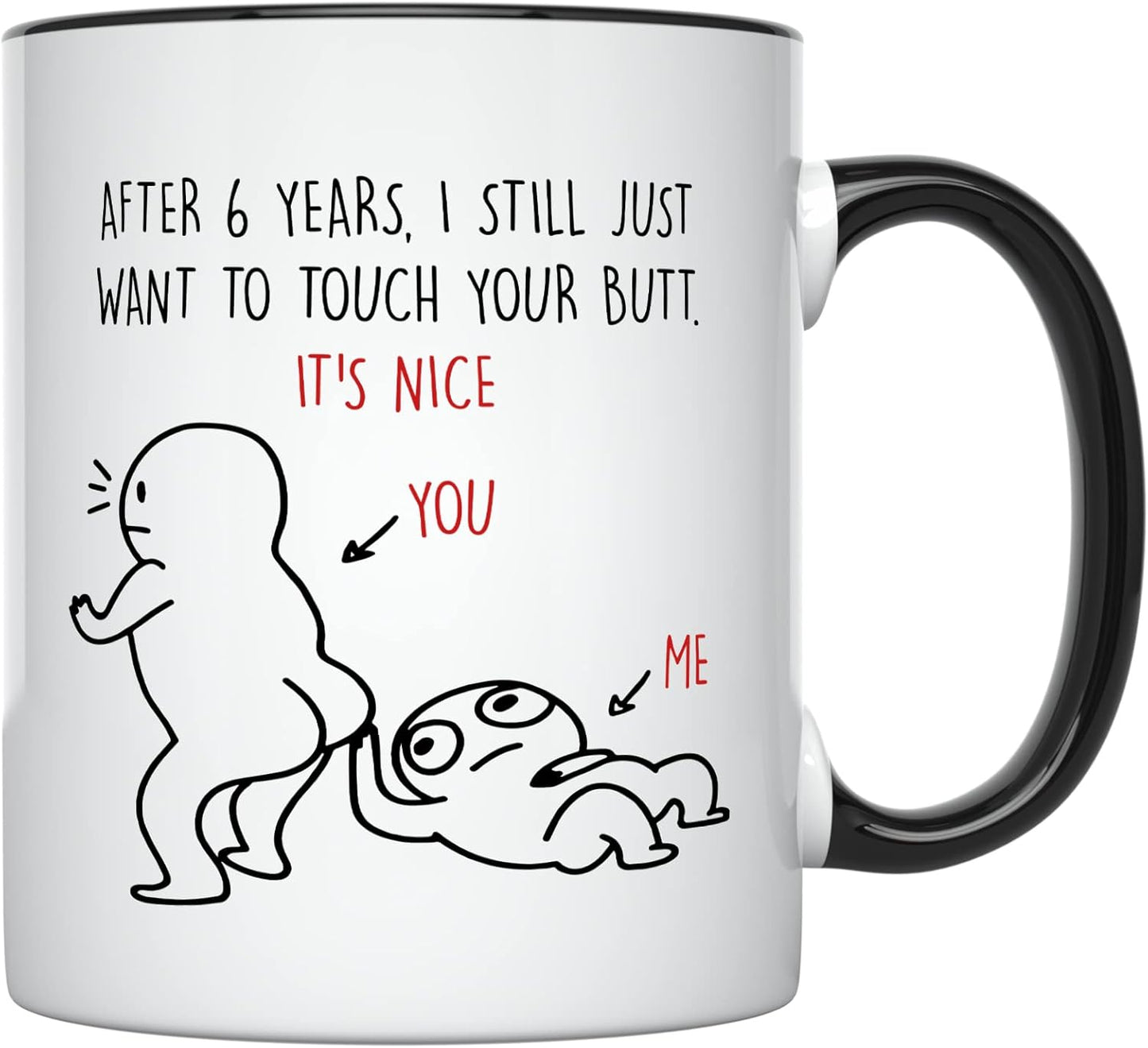 YouNique Designs 6 Years Anniversary Mug, Funny 11 Ounces Coffee Cup for Him, Sixth Year Wedding Anniversary (Black