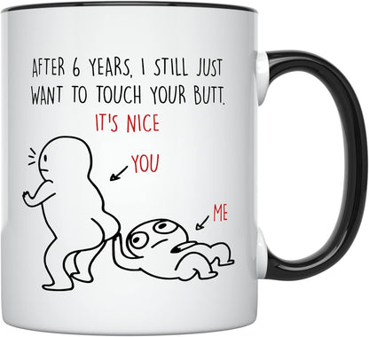 YouNique Designs 6 Years Anniversary Mug, Funny 11 Ounces Coffee Cup for Him, Sixth Year Wedding Anniversary (Black