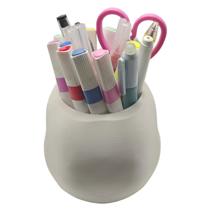 3D Printed Skull Pen Pencil Holder, Makeup Brush Holder, Vanty Desk Office Organzer Goth Decorations Gothic Skulls & Bones Large Capacity Organizer (White)