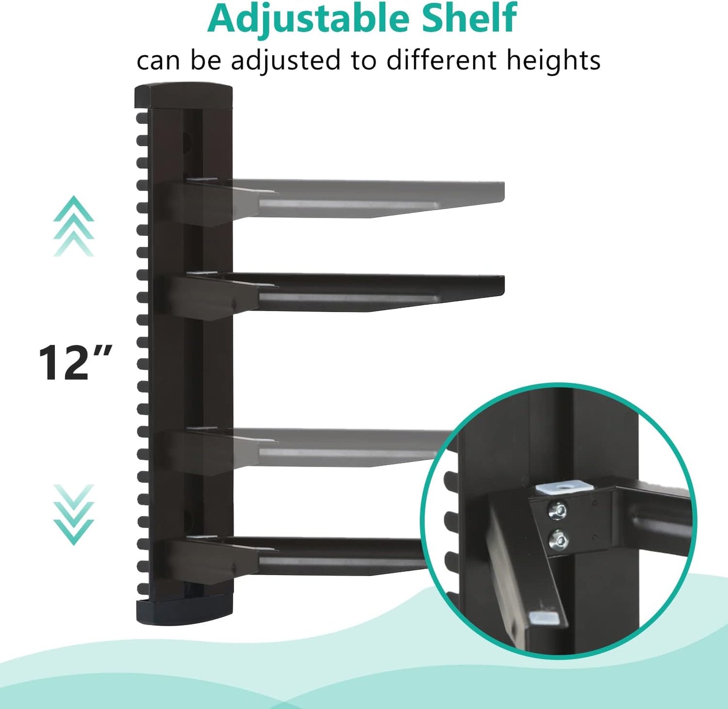 2 17.6lbs (CS202B), 2-Shelf, WALI Floating TV Shelf, Tier Glass Projector Shelf for DVD Players, Routers, Game