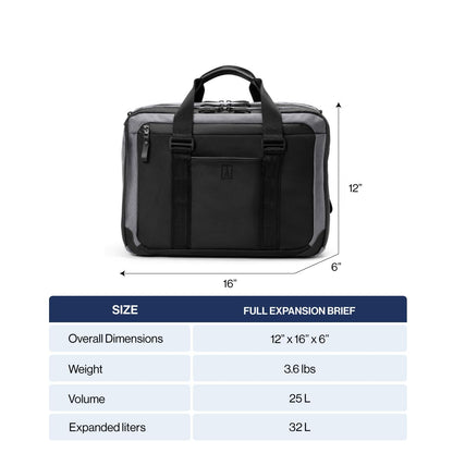 Travelpro Altitude Full Expansion Brief, Business Bag, 16 Inch Laptop, Work, Travel, Water Resistant, Men and Women, Jet Black