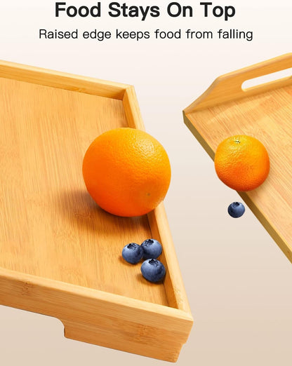 Bamboo Bed Tray Table with Foldable Legs, Breakfast Tray for Sofa, Bed, Eating, Working, Used As Laptop Desk Snack Tray by Pipishell