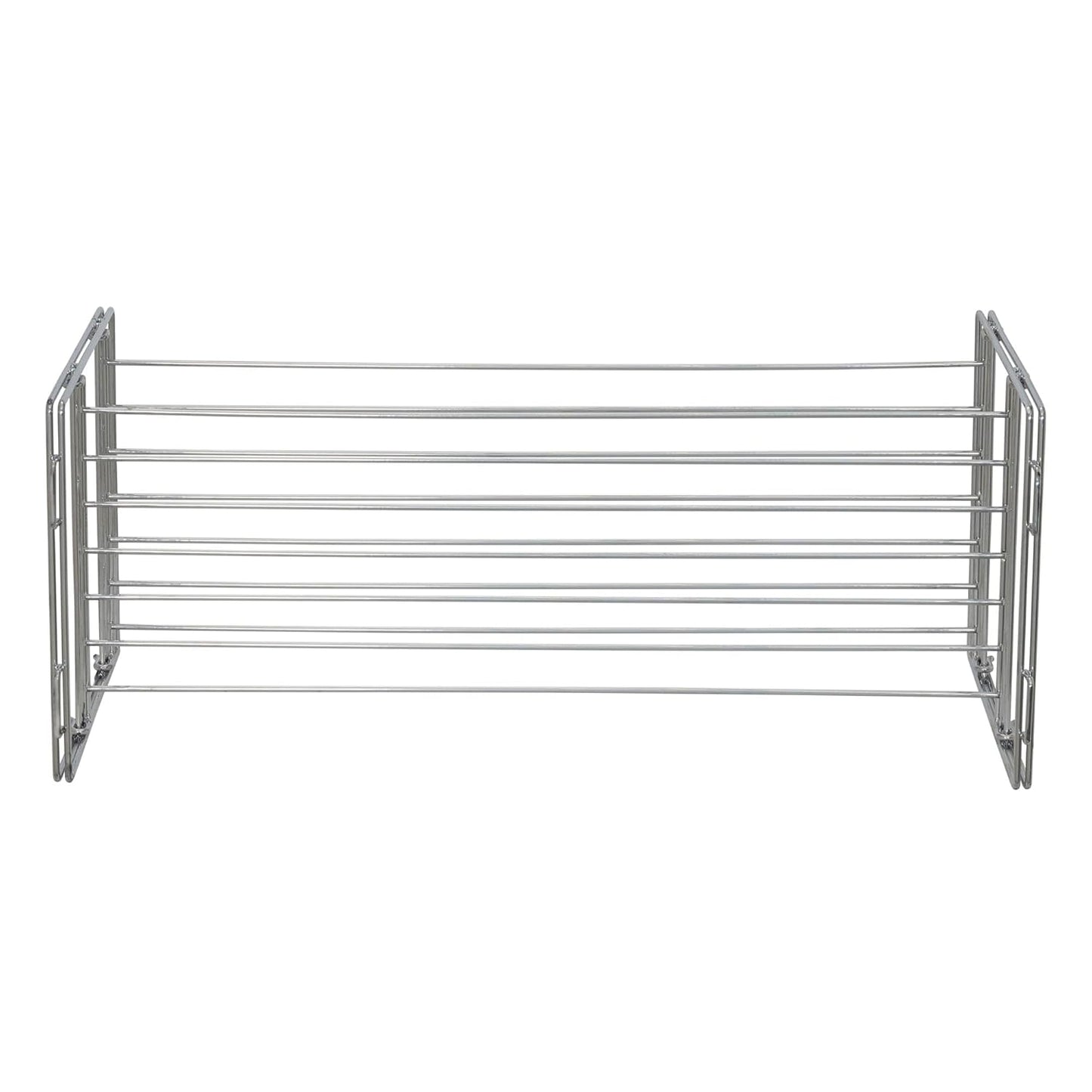 Two-Tier Chrome Shoe Rack - Stackable Storage Solution