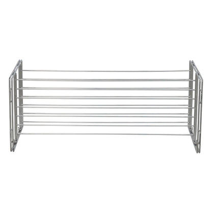 Two-Tier Chrome Shoe Rack - Stackable Storage Solution