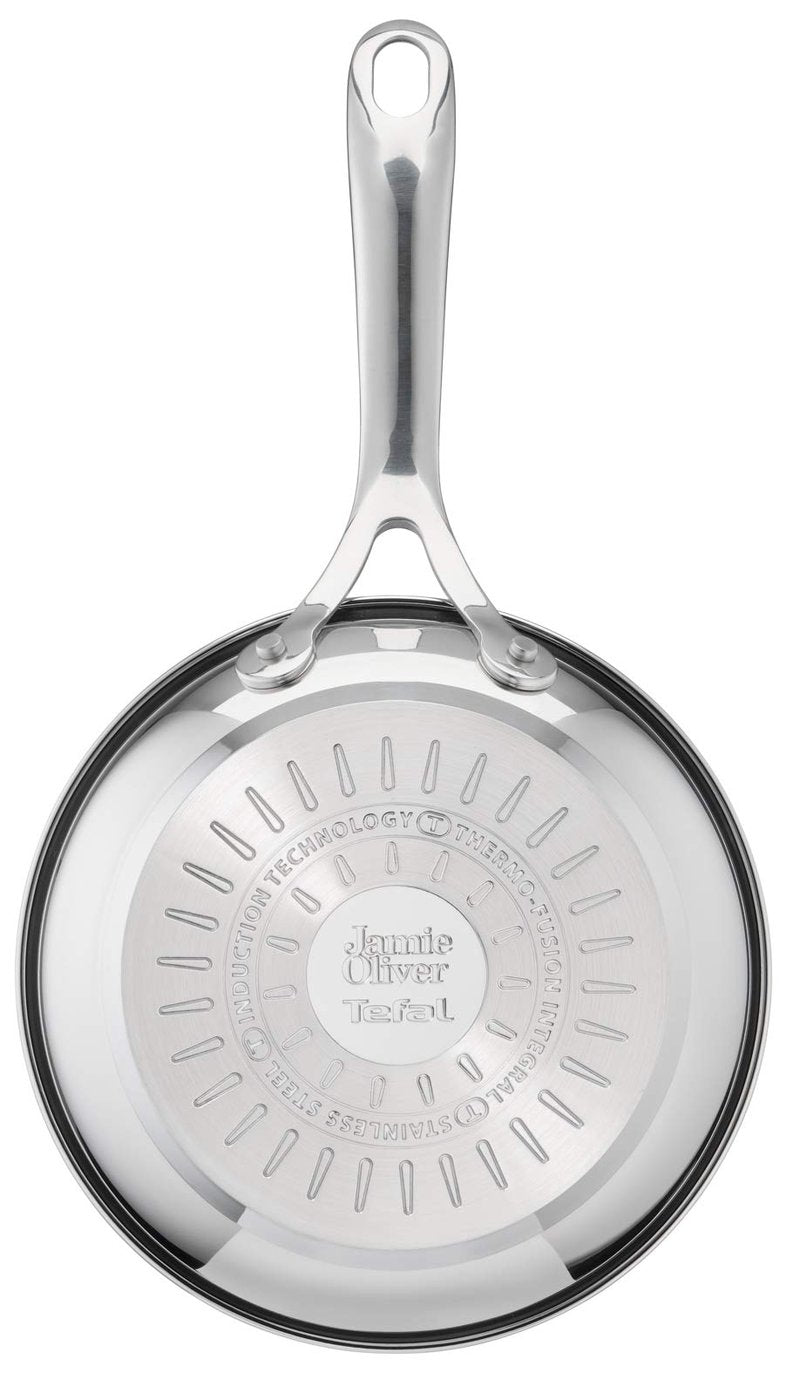 T-Fal Jamie Oliver Cooks Direct, Stainless Steel Non-stick Frying Pan 3 Pcs Set (20/24/28cm) (8/9/11 Inches) with Induction