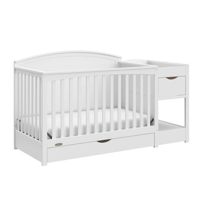 Graco Bellwood 5-in-1 Convertible Crib & Changer with Drawer - GREENGUARD Gold Certified, Full-Size Storage Drawer, Converts to Toddler Bed (White)