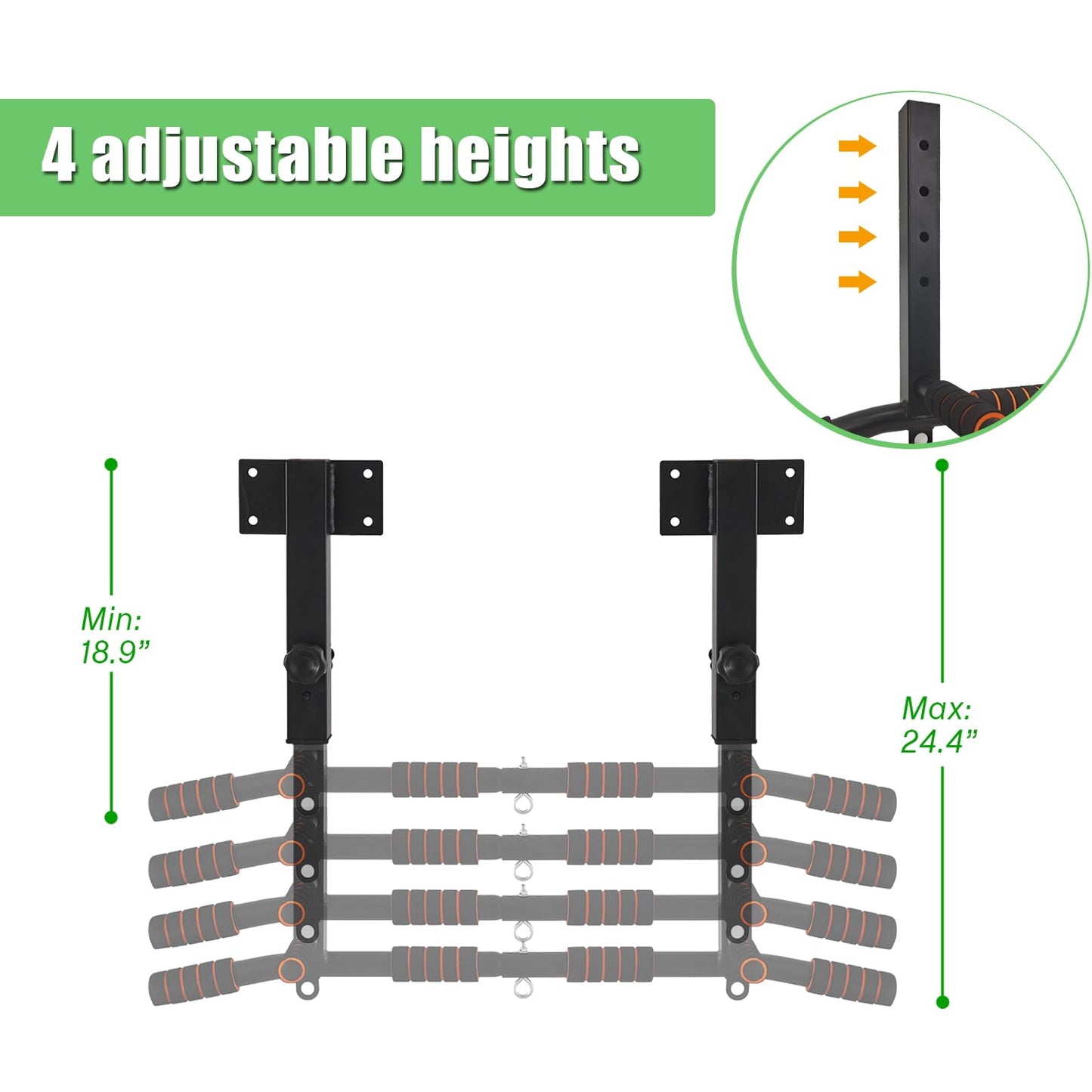 PLKO Joist Mounted Pull Up Bar，Chin Up Bar Ceiling Mount，Workout for Home Gym, Power Tower Set Training Equipment Fitness Dip Stand Supports to 440 Lbs