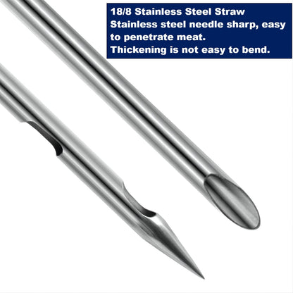 Smithcraft Turkey Baster, Baster Syringe Meat Injector Baster Set with 2 Needles&2 Cleaning Basting Brush, 18/8 Stainless Steel Turkey Baster for Flavor Meat Poultry, Beef & Chicken Cooking Grey