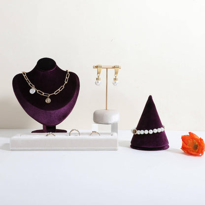 CHISTOR Velvet Earring T Bar Stand Jewelry Display, Earring Display Holder for Selling, Jewelry Storage Organizer【Beige】