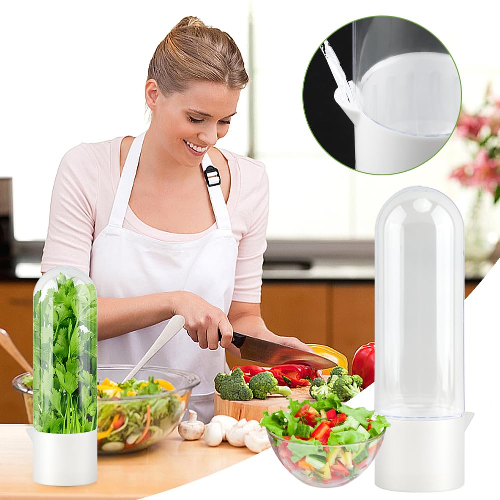 DiQiRenQin 3 Pack Cilantro Container for Fridge, Vertical Herb Keeper for Refrigerator, ABS Herb Saver for Fresh Herbs (Parsley, Mint), White