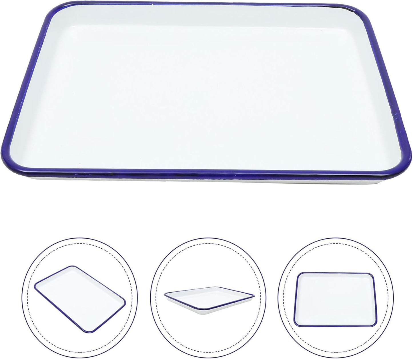 Zerodeko Enamel Baking Pan, Rectangular Cookie Sheet, Vintage Oven Tray for Farmhouse Camping Home