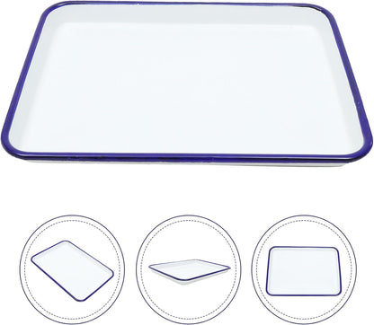 Zerodeko Enamel Baking Pan, Rectangular Cookie Sheet, Vintage Oven Tray for Farmhouse Camping Home