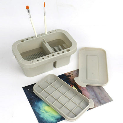 Qirvaten Paint Brush Cleaner, Paint Brush Basin with Brushes Holder, Washer,Trays, Paints Brush- Holder for Watercolor Oil Acrylic Gouache Painting，9.1 * 3.5inch