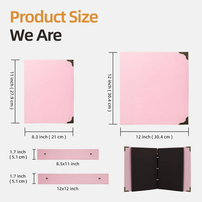 Vienrose DIY Scrapbook Photo Album Kit with Stickers, Pens, Tapes, 60 Pages Hardcover Memory Book, 8.5x11 Inch 3 Ring Binder with Black Pages, Guest Book Gift for Wedding, Travel & Anniversary Pink