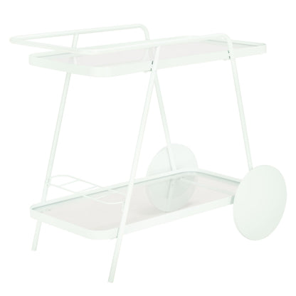 SAFAVIEH Home Collection Zunia Soft Mint & Clear Glass 2-Tier Kitchen Dining Bar Cart Trolly with Wheels