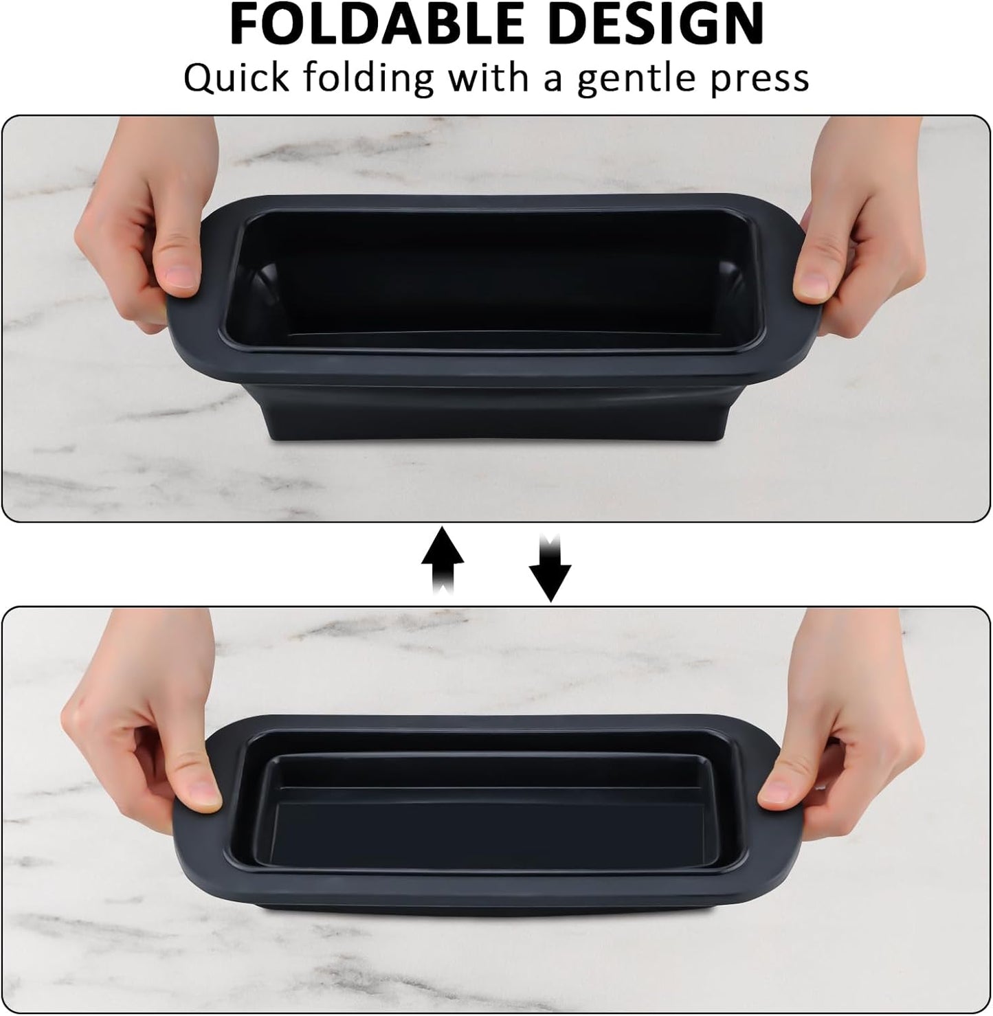 Silicone Bread Loaf Pan with Metal Reinforced Frame, Non-Stick Baking Pans for Homemade Bread, Black