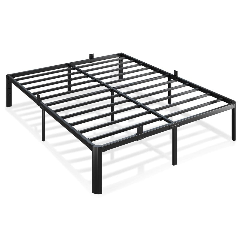 Metal Bed Frame Queen Size, 14 Inch 3500 lbs Heavy Duty Platform Bed Frames Steel Slats Noise Free No Box Spring Needed, Easy Assemble Sturdy Bedframe with Storage and Mattress Retainers