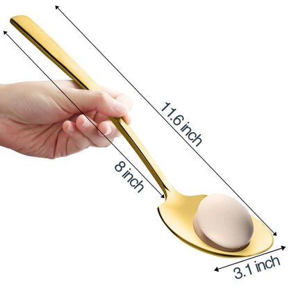 Large Serving Spoons Set Stainless Steel 12 Inch Serving Utensils for Buffet Catering Dishwasher Safe(2-pieces, Gold)