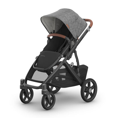 UPPAbaby Vista V3 Convertible Single-to-Double Stroller for Baby & Toddler, 30+ Configurations, Car Seat Compatible, All-Wheel Suspension, XL Basket – Greyson (Charcoal Mélange/Carbon Frame)