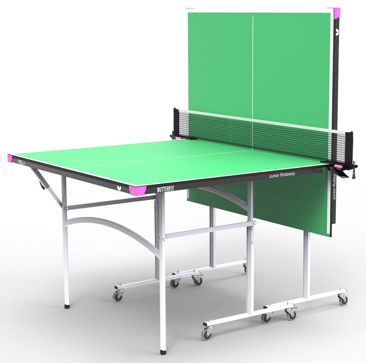 Butterfly Junior Rollaway Ping Pong Table - 3/4 Size Table Tennis Table - Space Saver Game Table for Game Room - Regulation Height Ping Pong Table - Sturdy Frame - Net Included