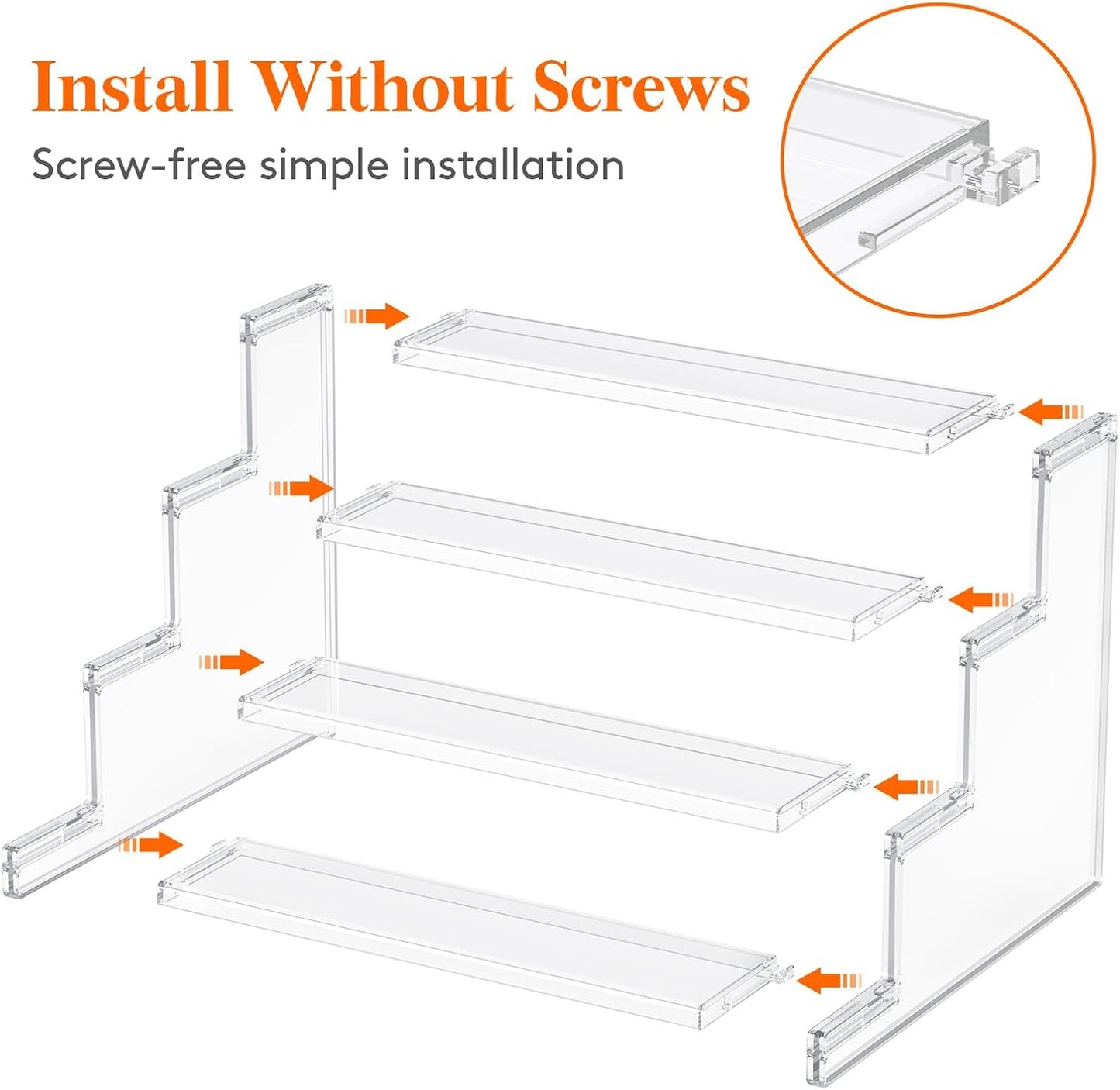 Lifewit 4 Tier Clear Display Risers Stand, Plastic Risers for Display, Organizer for Figures, Cupcake, Dessert, Desktop